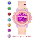Daniel Klein 5-10 Yaş İçin, 7 Farklı Kadran Işıklı, Alarmlı, Kronometreli Pembe Kız Çocuk Kol Saati