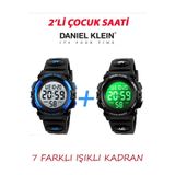 Daniel Klein 8-12 Yaş Için Alarm Ve Kronometre Özellikli, 7 Farklı Işıklı Yeşil-kırmızı 2'li Çocuk Kol Saati