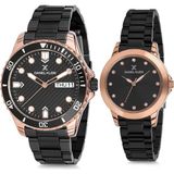 Daniel Klein 8680161711104 Siyah Rose Gold Çelik Kordonlu Sevgili Çift Kol Saatleri - Siyah - Rose Gold