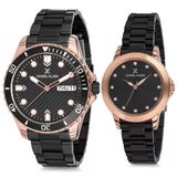 Daniel Klein 8680161711104 Siyah Rose Gold Çelik Kordonlu Sevgili Çift Kol Saatleri