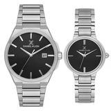 Daniel Klein 8682308394861 Siyah Gümüş Çelik Kordonlu Elegant Sevgili Çift Kol Saatleri
