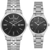 Daniel Klein 8682308439139 Gümüş Siyah Limited Edition Classic Çelik Kordonlu Sevgili Çift Kol Saatleri - Siyah - Gümüş