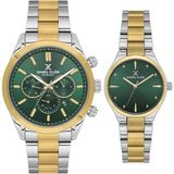 Daniel Klein 8682308439880 Yeşil Gold Special Edition Çelik Kordonlu Takvimli Sevgili Çift Kol Saatleri - Yeşil - Altın