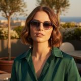 Daniel Klein DK3263-1 Degrade Siyah Metalik Smoke Frame Yuvarlak Oval Polarize Camlı Unisex Güneş Gözlüğü - Füme Degrade