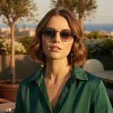 Daniel Klein Dk3263-1 Degrade Siyah Metalik Smoke Frame Yuvarlak Oval Polarize Camlı Unisex Güneş Gözlüğü