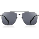 Daniel Klein DK3284-1 Siyah Metalik Gri Dikdörtgen Slim Line Polarize Camlı Erkek Güneş Gözlüğü 53-20-145 - Siyah - Metal