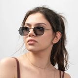 Daniel Klein DK4184-1 Metalik Siyah Yatay Altıgen Polarize Camlı Kadın Güneş Gözlüğü
