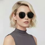 Daniel Klein Dk4329-1 Gümüş Siyah Grace Round Modern Tasarım Kadın Güneş Gözlüğü