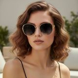 Daniel Klein Dk4329-2 Siyah Gold Grace Round Modern Tasarım Premium Kadın Güneş Gözlüğü