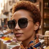 Daniel Klein DK4339-1 Degrade Siyah Gold Kare Model Aura Cat Eye Kadın Güneş Gözlüğü - Siyah - Gold