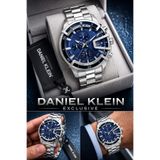 Daniel Klein Exclusive Erkek Saat Çelik Kordonlu Japon Mekanizma Gümüş Mavi Şık Ve Özel Kutulu Hediyelik Kol Saati GDKE2061C3