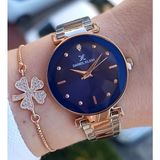 Daniel Klein Kesme Camlı 33 mm Rose Gold/metalik Şık Kadın Kol Saati, Zirkon Taşlı Bileklik Hediyeli - Rose Gold - Gümüş