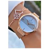 Daniel Klein Marka- Orijinal- Rose Gold Renk - 2 Yıl Garantili-Hasır Kordon- Kadın Kol Saati - Bileklik Hediyeli