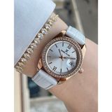 Daniel Klein Takvimli Kordonu Deri Kadın Kol Saati ve Bileklik - Beyaz - Rose Gold