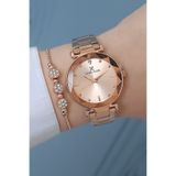 Daniel Klein Yeni Model Kesme Camlı Rose Gold Kadın Kol Saati + Zirkon Taşlı Bileklik Hediyeli