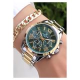 Daniel Klein Yeni Sezon Kadın Kol Saati 36mm -Altın Gümüş Yeşil Renk 2 Yıl Garantili Bileklik Hediyeli