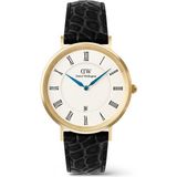 Daniel Wellington Classic Roman Numerals Date Black Croc Belly G DW00600915 Kol Saati - Siyah