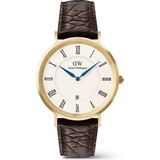 Daniel Wellington Classic Roman Numerals Date Dark Brown Croc Belly G DW00600912 Kol Saati - Kahverengi