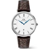 Daniel Wellington Classic Roman Numerals Date Dark Brown Croc Belly S DW00600911 Kol Saati - Beyaz