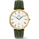 Daniel Wellington Classic Roman Numerals Date Dark Green Croc Belly G DW00600917 Kol Saati - Beyaz
