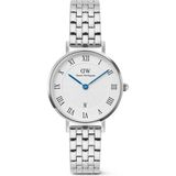 Daniel Wellington Petite 28 Roman Numerals Date 5-Link White S DW00600859 Kol Saati - Gümüş