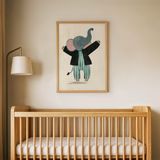 Dans Eden Fil Çocuk Odası Duvar Posteri Çerçeveli Tablo Duvar Dekorasyonu - 21 x 30 - Ahşap Çerçeveli