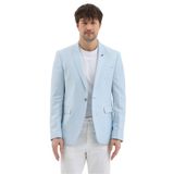 Dante Erkek Bebe Mavisi Sivri Yaka Keten Karışımlı Slim Fit Yaz Spor Blazer Ceket Bebe Mavisi 54