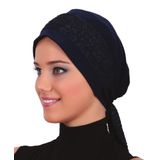 DANTEL BANDANA LACİVERT HAZIR TÜRBAN TESETTÜR BONE