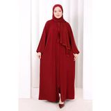 Dantel Detay Şallı Namaz Feracesi 6010 Bordo