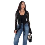 Dantel Detaylı Bağlamalı Bluz – Black Bloom, siyah, m