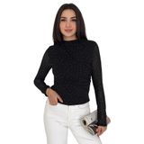 Dantel Detaylı Puantiye Bluz – Black Charm, siyah, m