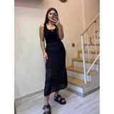 Dantel Detaylı Tül Etek - Siyah