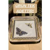 Dantel Evi Kelebek Desenli Nakışlı Kokteyl Sunum Peçetesi