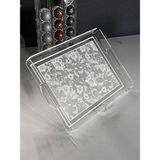 Dantel Karanfil Desenli Pleksi Şeffaf Kahve Çay Sunum Servis Tepsisi 36X26CM