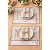 Dantel Kenarlı Desenli Keten Amerikan Servisi 4’lü Set – Şık ve Doğal Sofra Sunumu (30X45 Cm) - 30 x 45 - Renkli