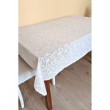 Dantel Motifli Muşamba Masa Örtüsü 140 X 180 Cm - Beyaz Renk-çiçek