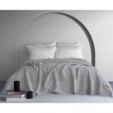 Dantel Strada Fitilli Desen Yatak Örtüsü- Açık Gri - 240 x 260 cm