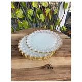 Dantel Tasarımlı Altın Renk Cam Servis Tabağı 6 Parça ile Özel Sunumlar İçin İdeal - 26 x 26 cm