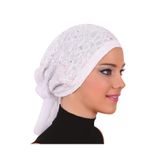 Dantel Tüllü BEYAZ Kadın Hazır Türban Tesettür Bone