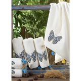 Dantela 50 x 90 El-Işi Nakışlı&püsküllü Pamuklu Havlu Krem (6'lı) - Kod 8200 - 50 x 90 cm