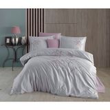 Dantela Blesk Gri Nakışlı Nevresim Takımı - 200 x 220 cm - Bej
