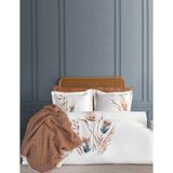 Dantela Bohem Nakışlı Çift Kişilik Nevresim Takımı&Yatak Örtüsü Seti - Beyaz - Krem - 230 x 240 cm