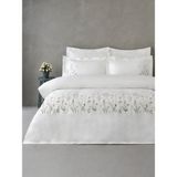 Dantela Botanic Nakışlı Pamuk Saten Çift Kişilik Nevresim Takımı - Krem - 200 x 220 cm