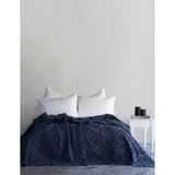 Dantela Carro %100 Pamuk Waffle Çift Kişilik Yatak Örtüsü & Pike 240x260 Cm Lacivert - 240 x 260 cm