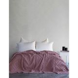 Dantela Carro %100 Pamuk Waffle Çift Kişilik Yatak Örtüsü & Pike 240X260 cm Mürdüm - Pudra - 240 x 260 cm
