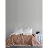 Dantela Cedric Dolgulu Yıkamalı %100 Pamuk Çift Kişilik Yatak Örtüsü & Pike 230x240 Cm Kahve - 230 x 240 cm