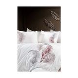 Dantela Iz Nakışlı Pamuk Saten Nevresim Takımı - 220 x 200 cm - Beyaz