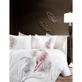 Dantela Iz Pamuk Saten Nakışlı Nevresim Takımı - Kıng Sıze - Beyaz - 240 x 220 cm