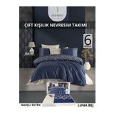 Dantela Luna bej Nakışlı Pamuk Saten Nevresim Takımı 6 parca