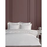 Dantela Minoa Nakışlı Pamuk Saten Nevresim Takımı - Krem - 200 x 220 cm